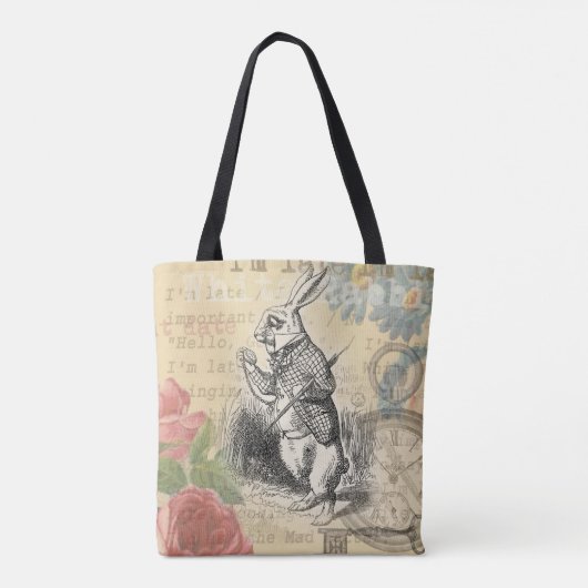 White Rabbit Alice in Wonderland Art Tote Bag (Achterkant)