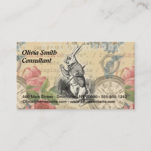 White Rabbit Alice in Wonderland Art Visitekaartje (Voorkant)