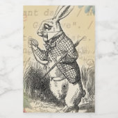 White Rabbit Alice in Wonderland Art Voedselcontainer Etiket (Enkel label)