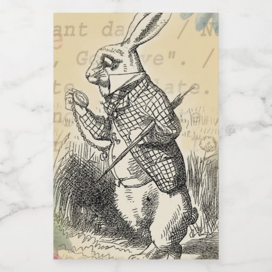 White Rabbit Alice in Wonderland Art Voedselcontainer Etiket (Enkel label)