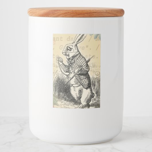 White Rabbit Alice in Wonderland Art Voedselcontainer Etiket (Voorkant)
