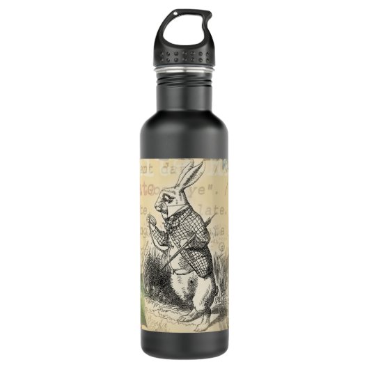 White Rabbit Alice in Wonderland Art Waterfles (Voorkant)
