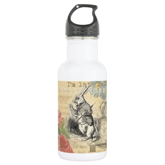 White Rabbit Alice in Wonderland Art Waterfles (Voorkant)