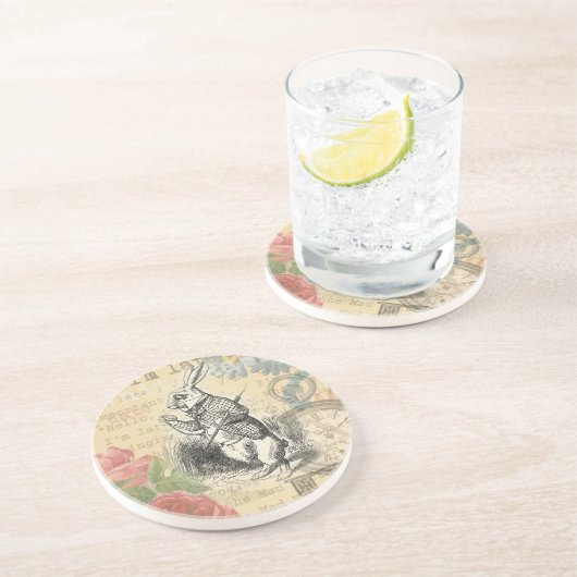 White Rabbit Alice in Wonderland Art Zandsteen Onderzetter (Zijkant)