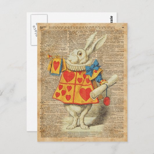 White Rabbit Alice in Wonderland  Artwork Briefkaart (Voorkant / Achterkant)