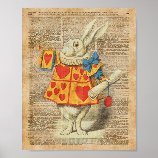 White Rabbit Alice in Wonderland  Artwork Poster (Voorkant)