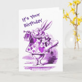White Rabbit Alice in Wonderland Birthday Card Kaart (Gele Bloem)