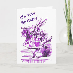 White Rabbit Alice in Wonderland Birthday Card Kaart