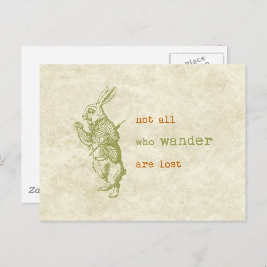 White Rabbit, Alice in Wonderland Briefkaart (Voorkant / Achterkant)