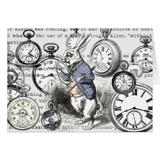 White Rabbit Alice in Wonderland Clocks (Voorkant Horizontaal)