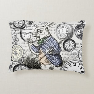 White Rabbit Alice in Wonderland Clocks Accent Kussen