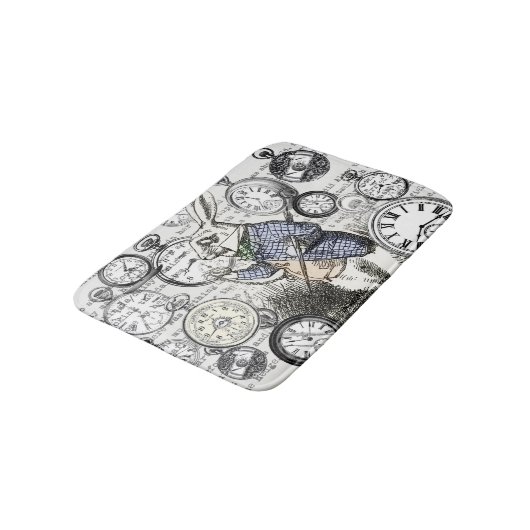White Rabbit Alice in Wonderland Clocks Badmat (Gekanteld)