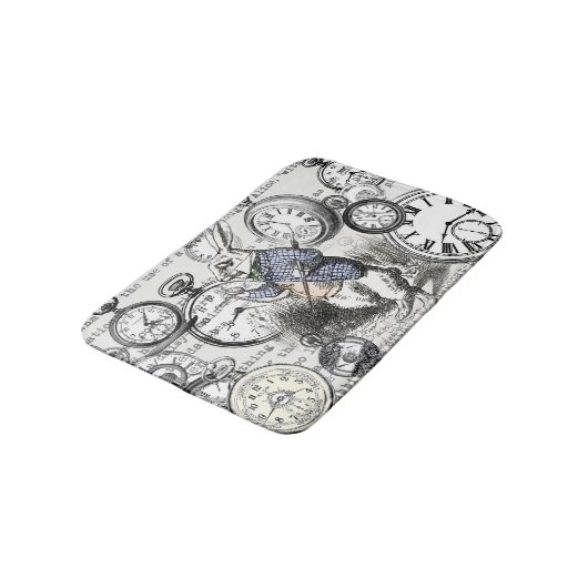 White Rabbit Alice in Wonderland Clocks Badmat (Gekanteld)