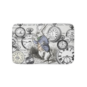 White Rabbit Alice in Wonderland Clocks Badmat