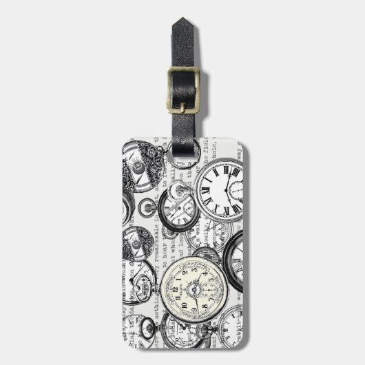 White Rabbit Alice in Wonderland Clocks Bagagelabel (Voorkant verticaal)
