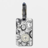 White Rabbit Alice in Wonderland Clocks Bagagelabel (Achterkant verticaal)