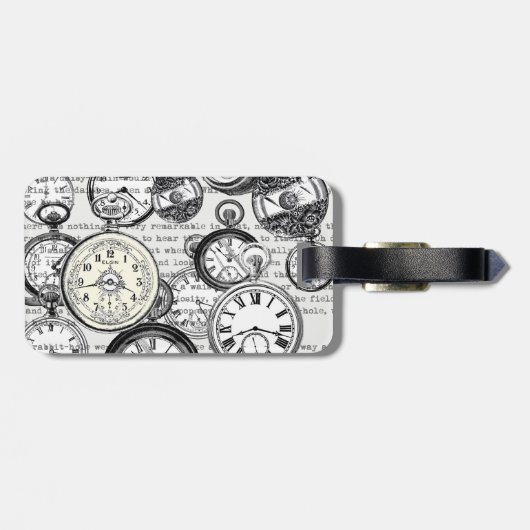 White Rabbit Alice in Wonderland Clocks Bagagelabel (Achterkant horizontaal)