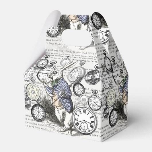 White Rabbit Alice in Wonderland Clocks Bedankdoosjes (Voorkant Zijde)