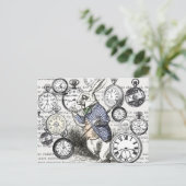 White Rabbit Alice in Wonderland Clocks Briefkaart (Staand voorkant)