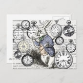 White Rabbit Alice in Wonderland Clocks Briefkaart (Voorkant / Achterkant)