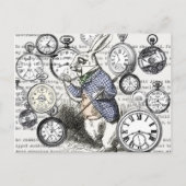 White Rabbit Alice in Wonderland Clocks Briefkaart (Voorkant)