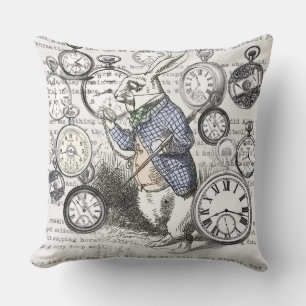 White Rabbit Alice in Wonderland Clocks Buitenkussen