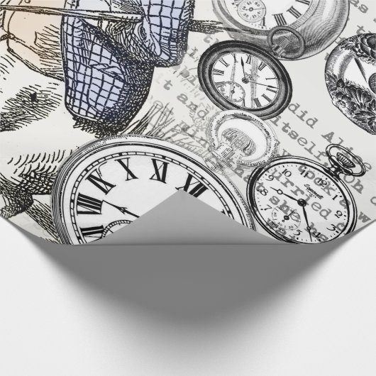 White Rabbit Alice in Wonderland Clocks Cadeaupapier (Hoek)