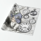 White Rabbit Alice in Wonderland Clocks Cadeaupapier (Uitgerold)