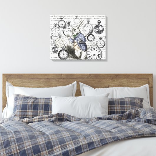 White Rabbit Alice in Wonderland Clocks Canvas Afdruk (Insitu (Slaapkamer))