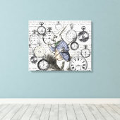 White Rabbit Alice in Wonderland Clocks Canvas Afdruk (Insitu (Houten vloer))