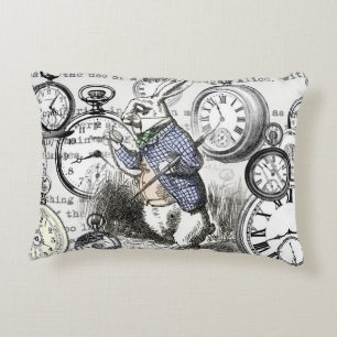 White Rabbit Alice in Wonderland Clocks Decoratief Kussen