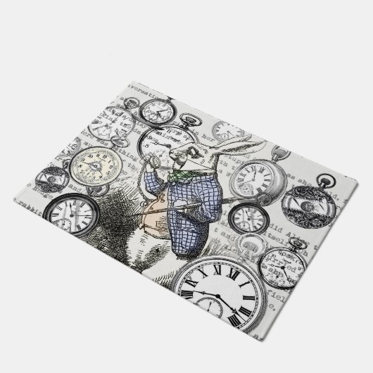 White Rabbit Alice in Wonderland Clocks Deurmat (Schuin)