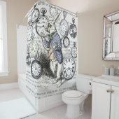 White Rabbit Alice in Wonderland Clocks Douchegordijn (In situ)