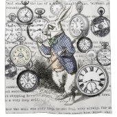 White Rabbit Alice in Wonderland Clocks Douchegordijn (Voorkant)