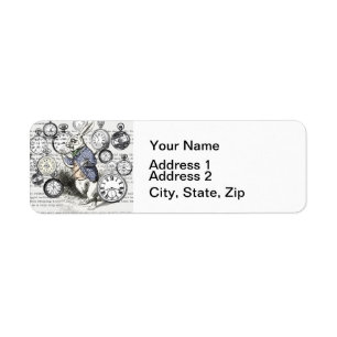 White Rabbit Alice in Wonderland Clocks Etiket