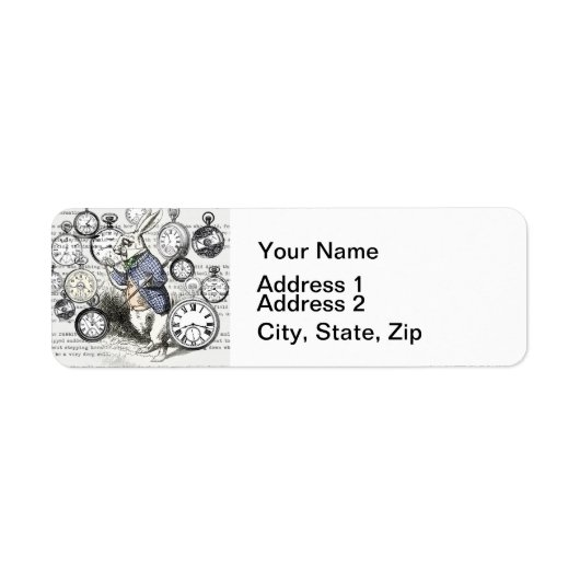 White Rabbit Alice in Wonderland Clocks Etiket (Voorkant)