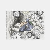 White Rabbit Alice in Wonderland Clocks Fleece Deken (Voorkant (Horizontaal))