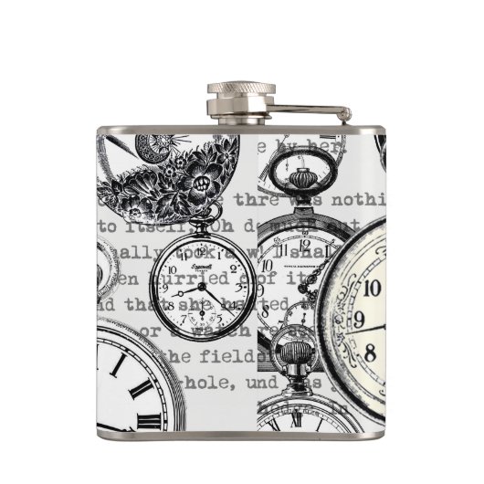 White Rabbit Alice in Wonderland Clocks Heupfles (Achterkant)