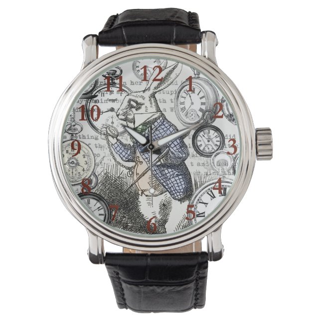 White Rabbit Alice in Wonderland Clocks Horloge (Voorkant)