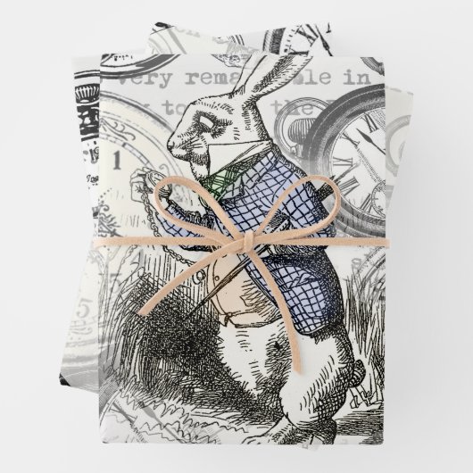 White Rabbit Alice in Wonderland Clocks Inpakpapier Vel (In situ)