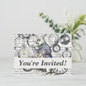 White Rabbit Alice in Wonderland Clocks Kaart (Staand voorkant)