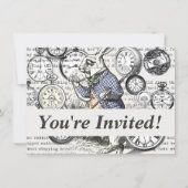 White Rabbit Alice in Wonderland Clocks Kaart (Voorkant)