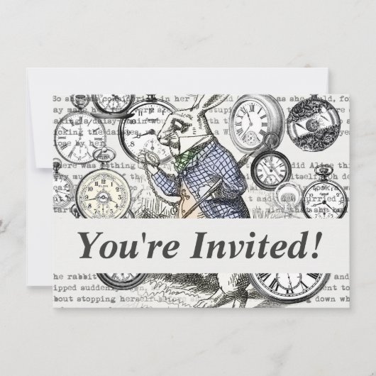 White Rabbit Alice in Wonderland Clocks Kaart (Voorkant)