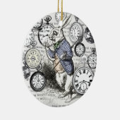 White Rabbit Alice in Wonderland Clocks Keramisch Ornament (Rechts)