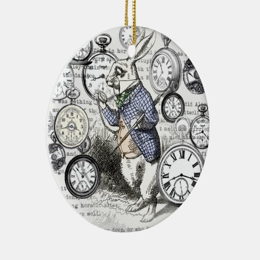 White Rabbit Alice in Wonderland Clocks Keramisch Ornament (Rechts)