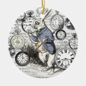 White Rabbit Alice in Wonderland Clocks Keramisch Ornament (Voorkant)