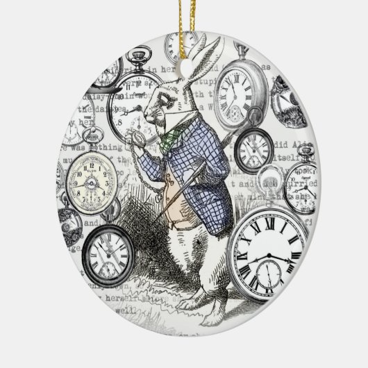 White Rabbit Alice in Wonderland Clocks Keramisch Ornament (Links)