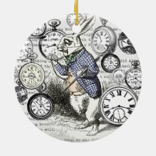 White Rabbit Alice in Wonderland Clocks Keramisch Ornament