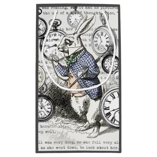 White Rabbit Alice in Wonderland Clocks Klein Cadeauzakje (Achterkant)