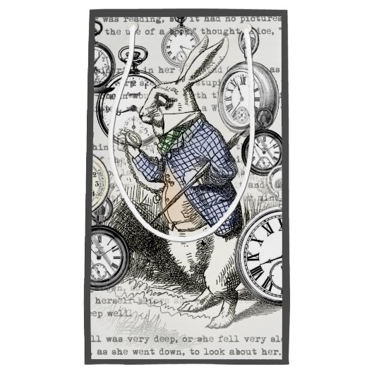 White Rabbit Alice in Wonderland Clocks Klein Cadeauzakje (Voorkant)